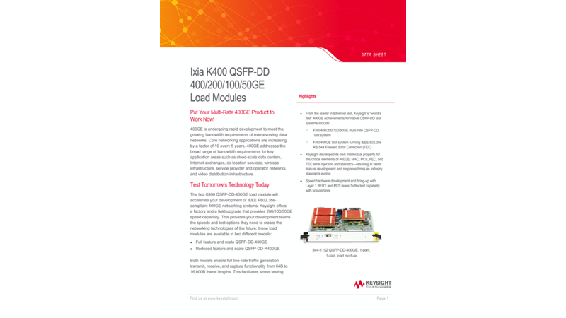 K400 QSFP-DD 400/200/100/50GE Load Modules